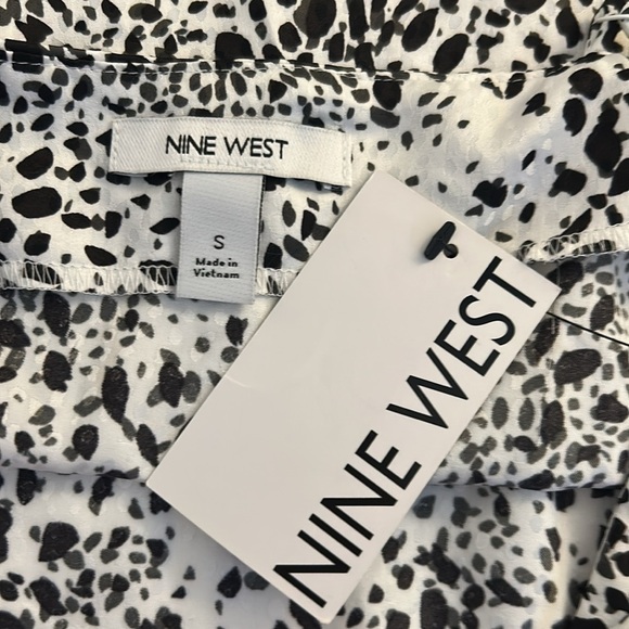 Nine West Black & White Leopard Spaghetti Strap V-Neck Camisole Tank Top Size S - Picture 5 of 6